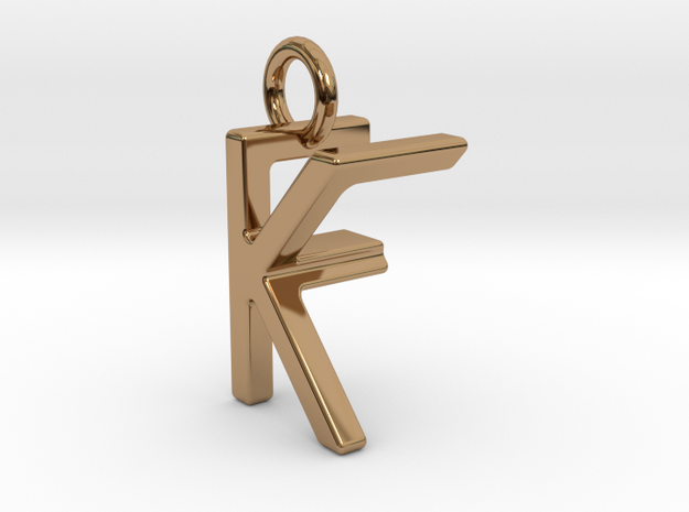 Two way letter pendant - FK KF in Polished Brass