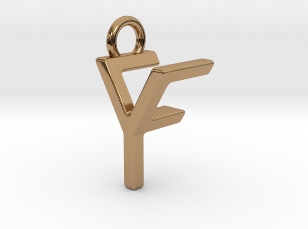 Two way letter pendant - FY YF in Polished Brass