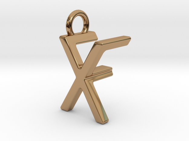 Two way letter pendant - FX XF in Polished Brass