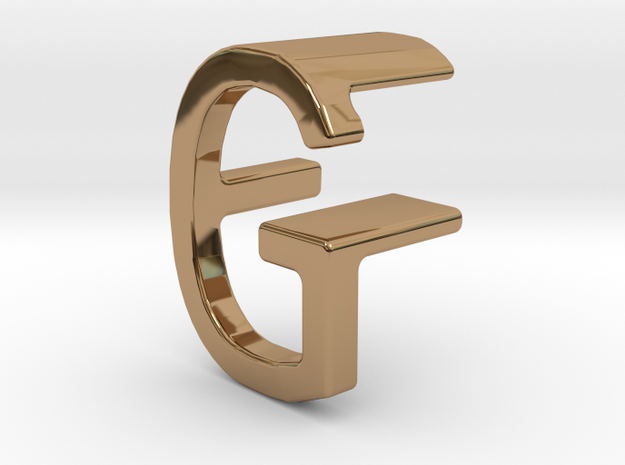 Two way letter pendant - FG GF in Polished Brass