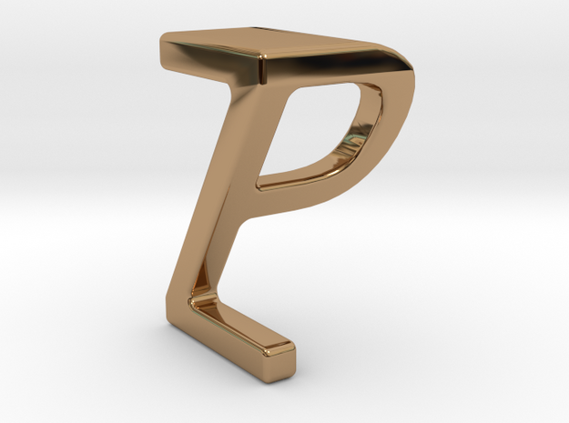 Two way letter pendant - PZ ZP in Polished Brass