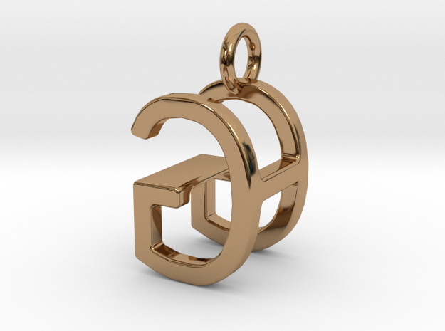 Two way letter pendant - GH HG in Polished Brass