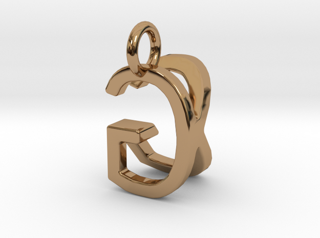 Two way letter pendant - GK KG in Polished Brass