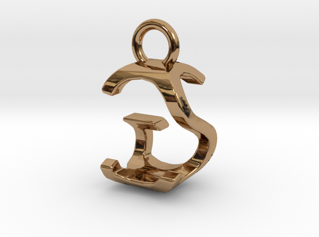 Two way letter pendant - GS SG in Polished Brass