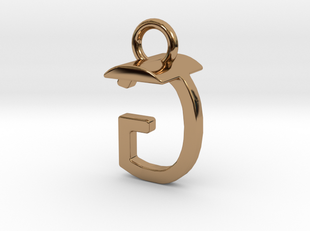 Two way letter pendant - GT TG in Polished Brass