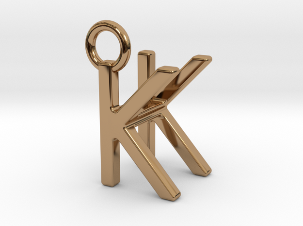 Two way letter pendant - HK KH in Polished Brass