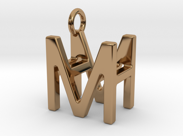 Two way letter pendant - HM MH in Polished Brass