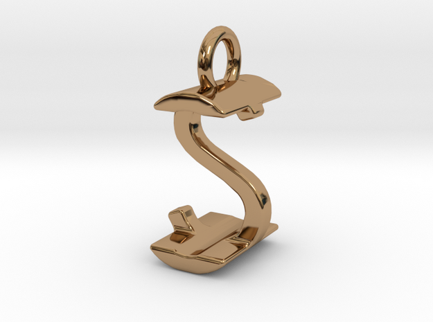 Two way letter pendant - IS SI in Polished Brass