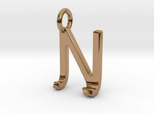 Two way letter pendant - JN NJ in Polished Brass
