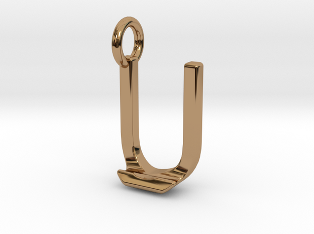 Two way letter pendant - JU UJ in Polished Brass