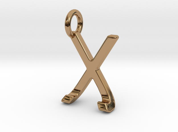 Two way letter pendant - JX XJ in Polished Brass