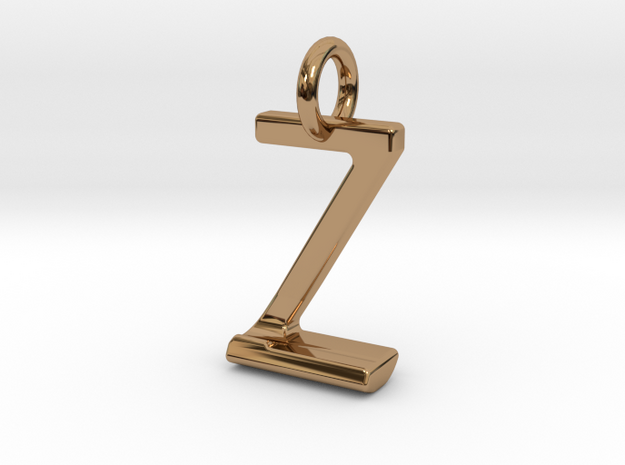 Two way letter pendant - JZ ZJ in Polished Brass