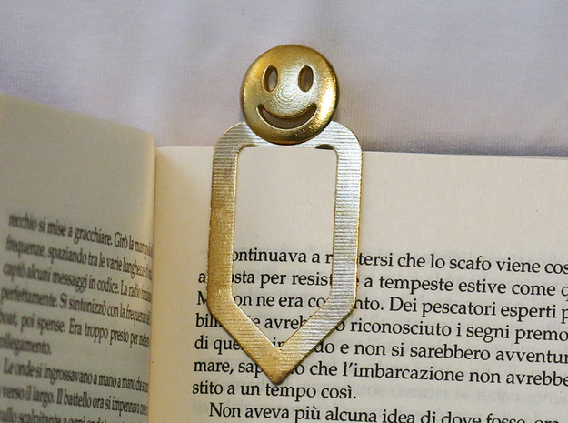 Happy Bookmark in Natural Brass