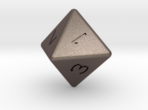 D8 dice in Polished Bronzed Silver Steel