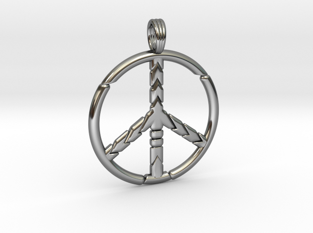 PEACE SYMBOL 2015 in Fine Detail Polished Silver
