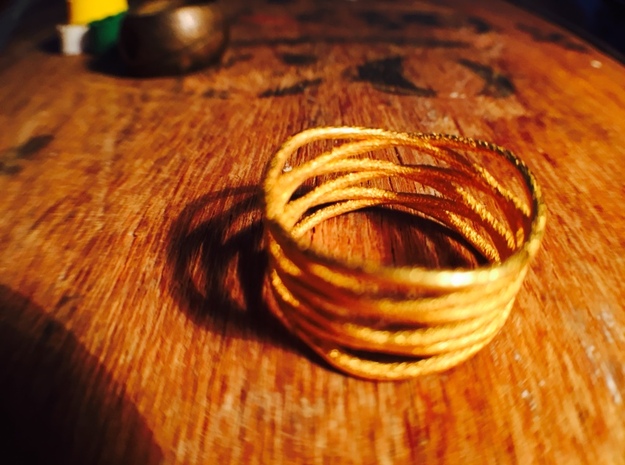 Triple Loop Ring (8) in Polished Gold Steel