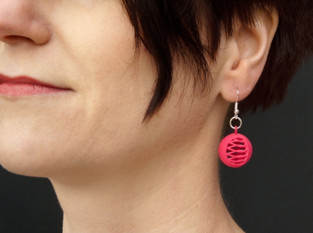 Quark Earrings - Basket in Pink Processed Versatile Plastic