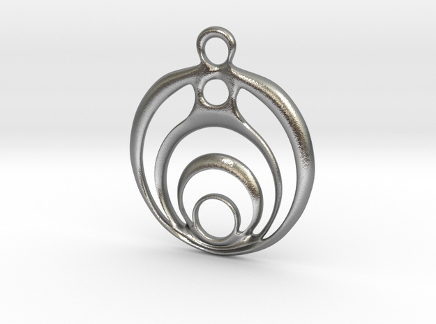 Circles Pendant version #2 in Natural Silver