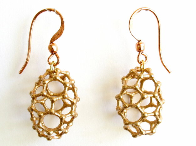 C50 Buckyball earrings in Natural Bronze