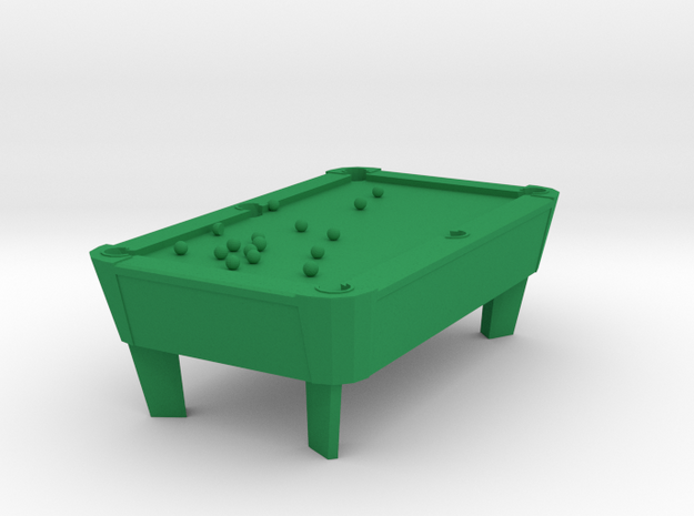 Pool Table - Balls Broke 'O' Scale in Green Processed Versatile Plastic