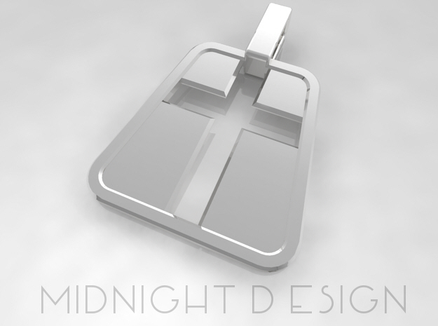Cross Pendant "Inverse" in Fine Detail Polished Silver