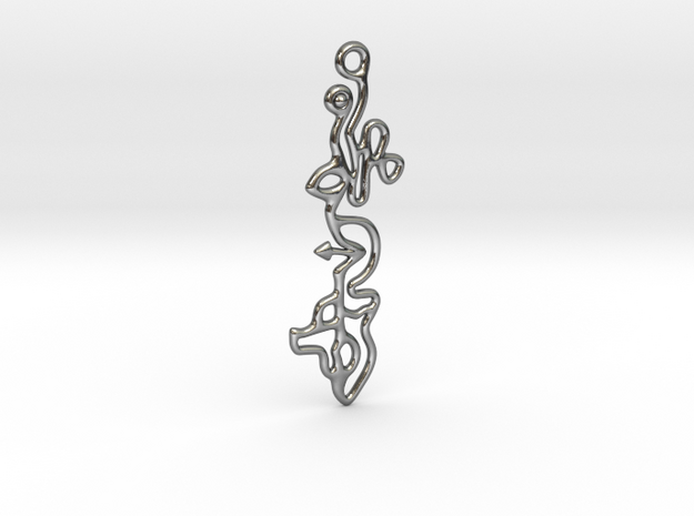 Abstract Pendant #2 (Confusion of Love) in Polished Silver