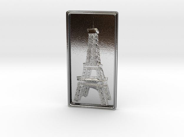 Eiffel Tower Bas-Relief in Polished Silver
