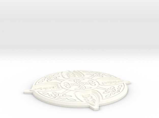 Celtic Design Coaster in White Processed Versatile Plastic