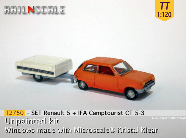 SET Renault 5 + Camptourist (TT 1:120) in Tan Fine Detail Plastic