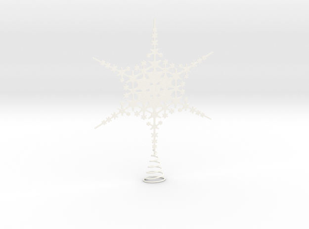 Sparkle Snow Star - Fractal Tree Top - MP1 - M1 in White Processed Versatile Plastic