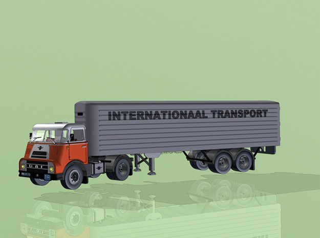 N scale DAF DO 2400 with DAF Eurotrailer in Tan Fine Detail Plastic