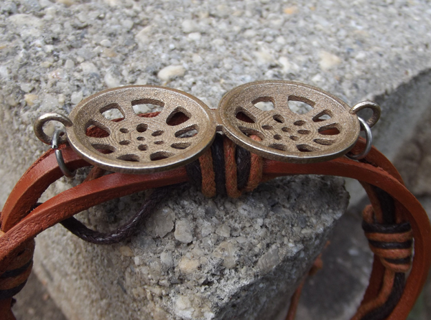 Double Seconds "essence" steelpan bracelet charm in Polished Bronzed Silver Steel