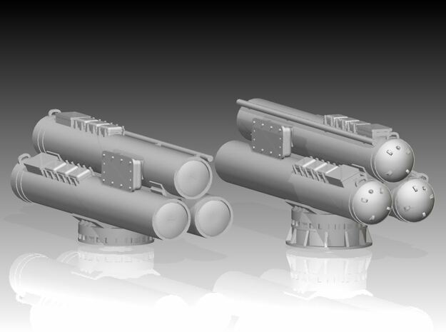 Mk32 Torpedo tubes kit x 2 - 1/96 in Tan Fine Detail Plastic