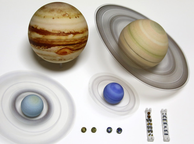 True scale model Solar-System. Moons & all planets in Full Color Sandstone