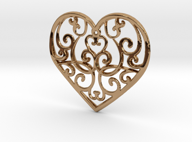 Christmas Heart Ornament in Polished Brass