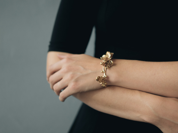 Cherry Blossom Bracelet in Polished Brass: Medium