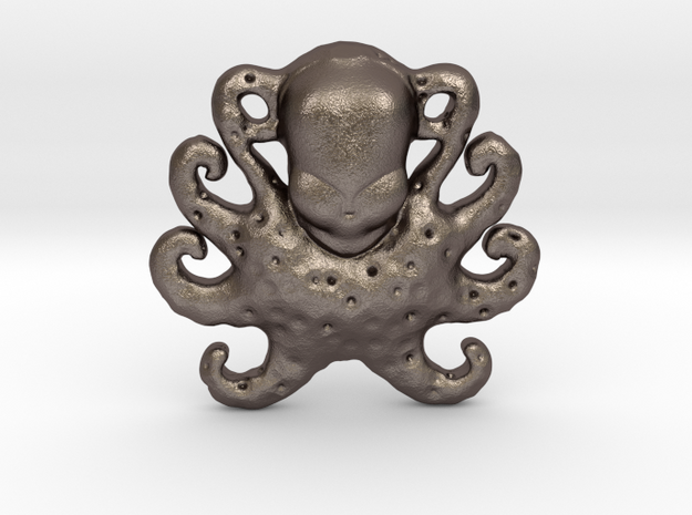 Octopus Pendant in Polished Bronzed Silver Steel