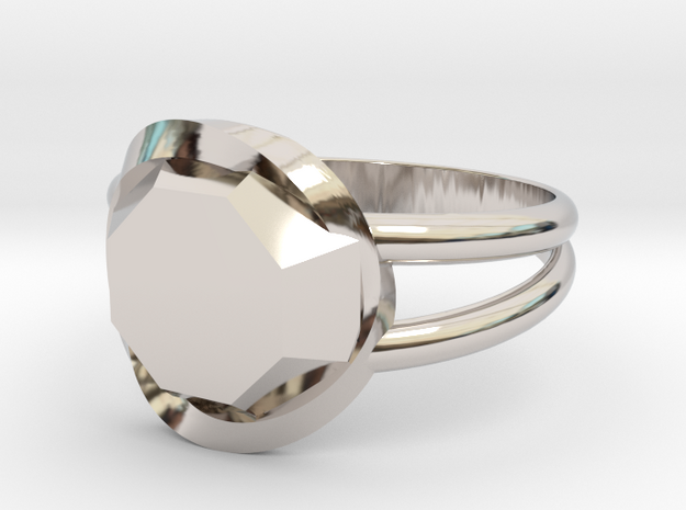 Size 10 Diamond Ring in Rhodium Plated Brass