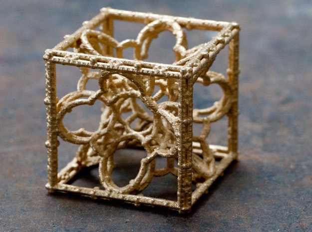 Hyper Gothic Fractal in Polished Gold Steel
