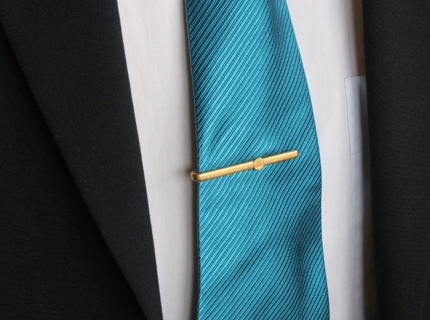 Bitcoin Tie Clip Simple in Polished Gold Steel