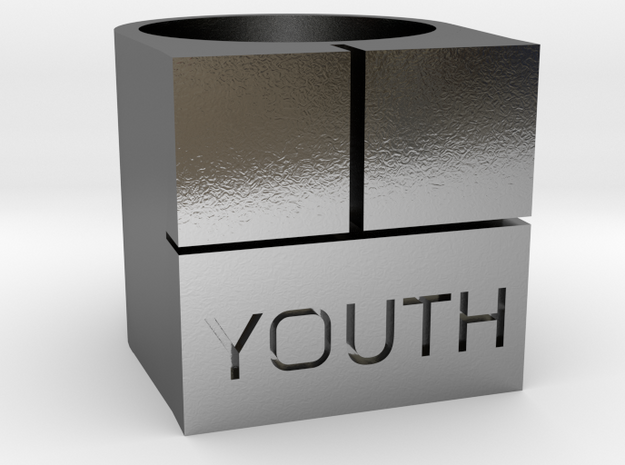 Youth Box Ring - Sz. 9 in Polished Silver