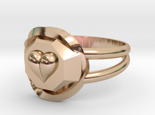 Size 8 Diamond Heart Ring F in 14k Rose Gold Plated Brass