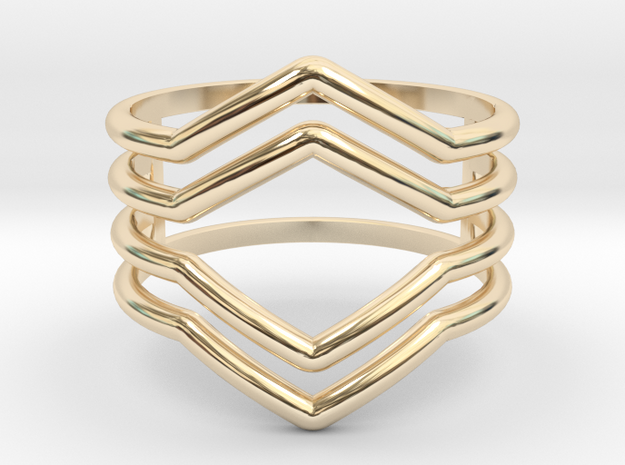 4V ring size K, 50 (small) in 14k Gold Plated Brass