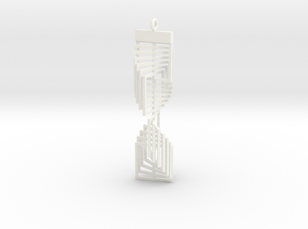 Square Twist Ornament Pendant in White Processed Versatile Plastic