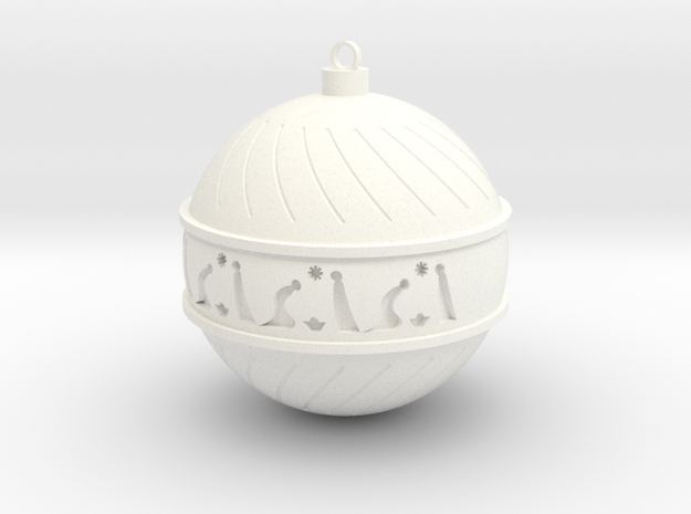 Christmas Ball with Christmas Crib! in White Processed Versatile Plastic