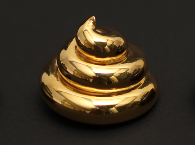 18K Gold Plated - Archimedean Turd in 18k Gold Plated Brass
