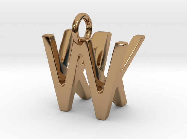 Two way letter pendant - KW WK in Polished Brass
