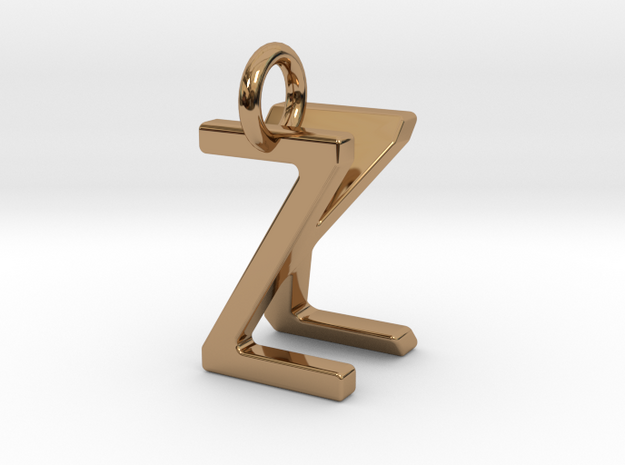 Two way letter pendant - KZ ZK in Polished Brass