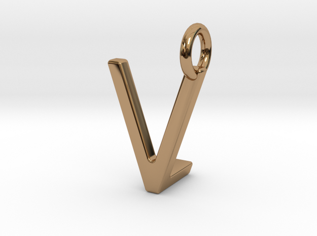 Two way letter pendant - LV VL in Polished Brass
