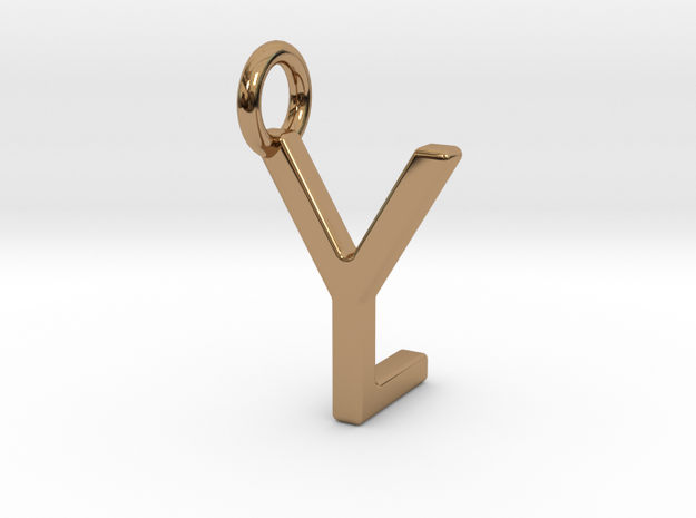 Two way letter pendant - LY YL in Polished Brass